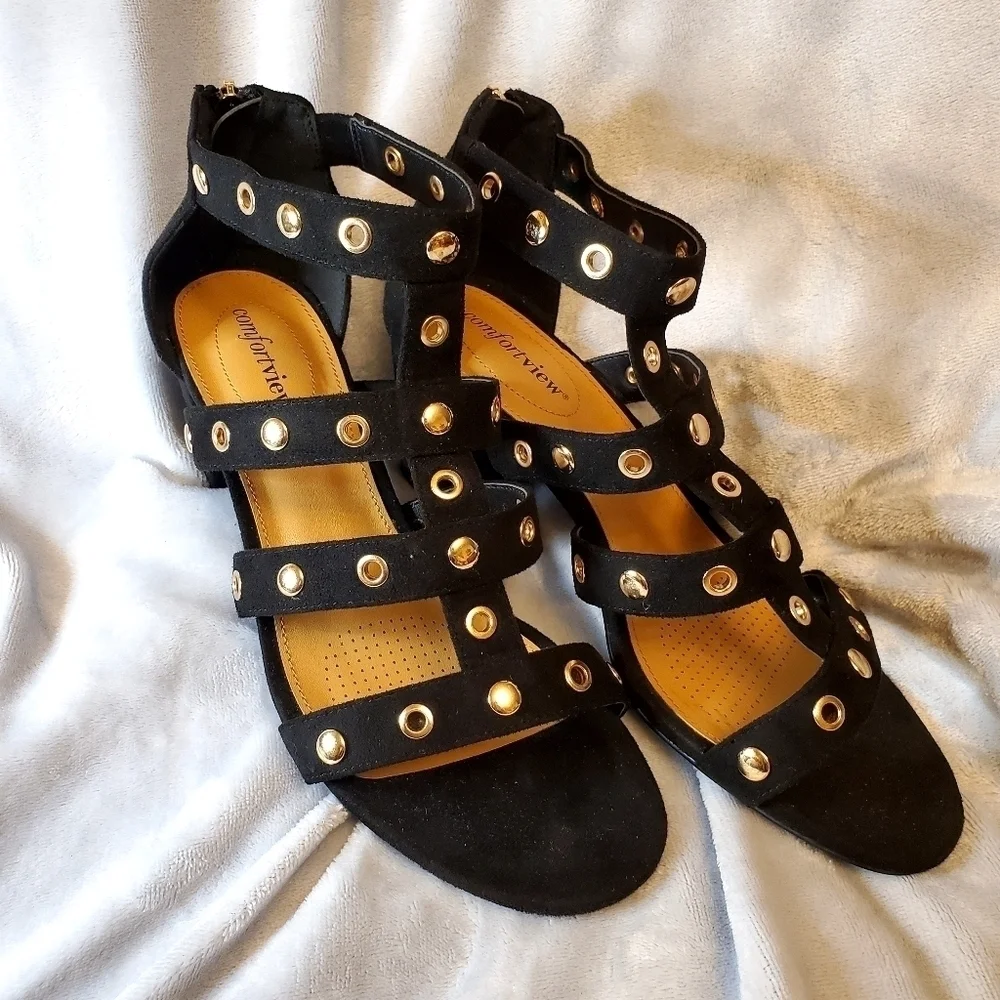 COMFORT VIEW BLACK HEELS 9.5 WW